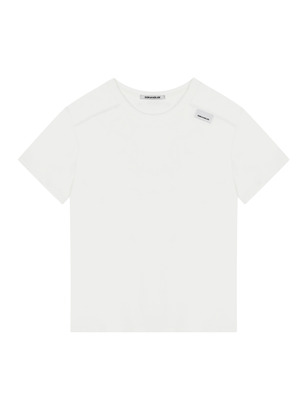 에센셜 숄더 라벨 티셔츠 화이트Essential shoulder label T-shirt white