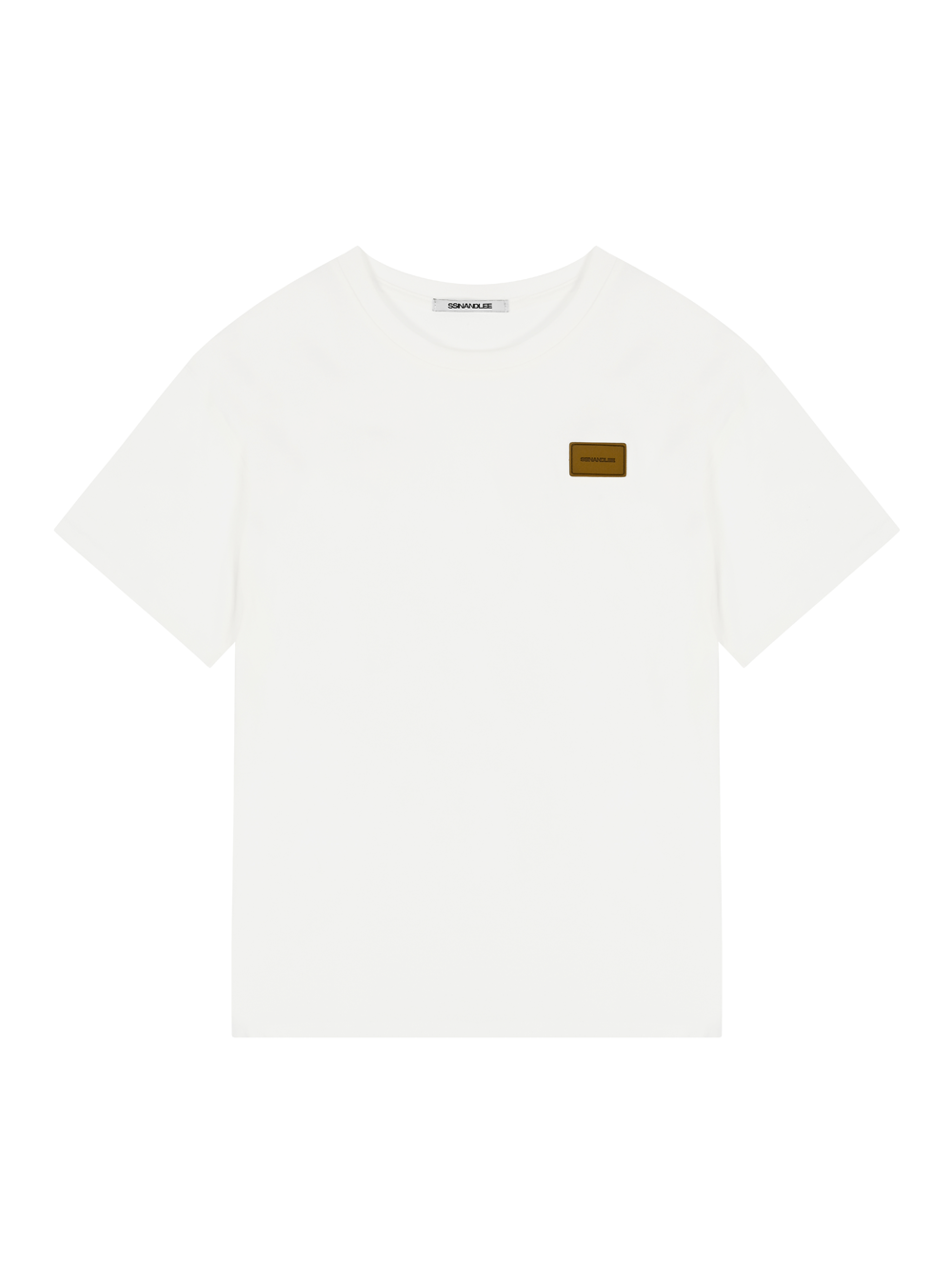 에센셜 레더 라벨 티셔츠 화이트Essential leather label T-shirt white
