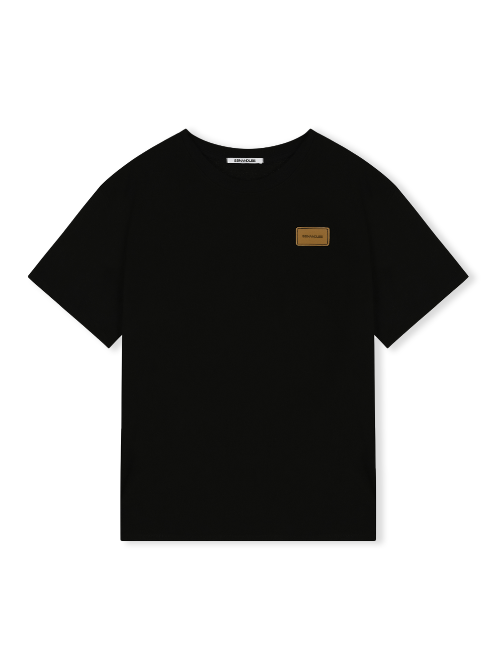 에센셜 레더 라벨 티셔츠 블랙Essential leather label T-shirt black